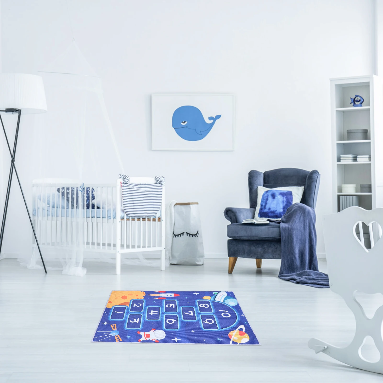 

Hopscotch Game Floor Mat Kids Playing Carpet Washable Decorative Toddler Room Rug Indoor Nursery Bedroom Playroom Child Step