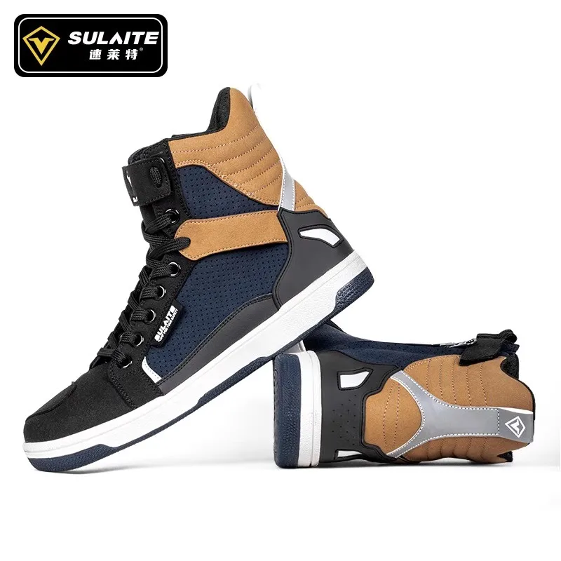 

Lightweight Motorcycle Riding Shoes Men's Summer: Gear Shift Protector + Reflective Anti-Fall Design & Breathable Rubber Sole