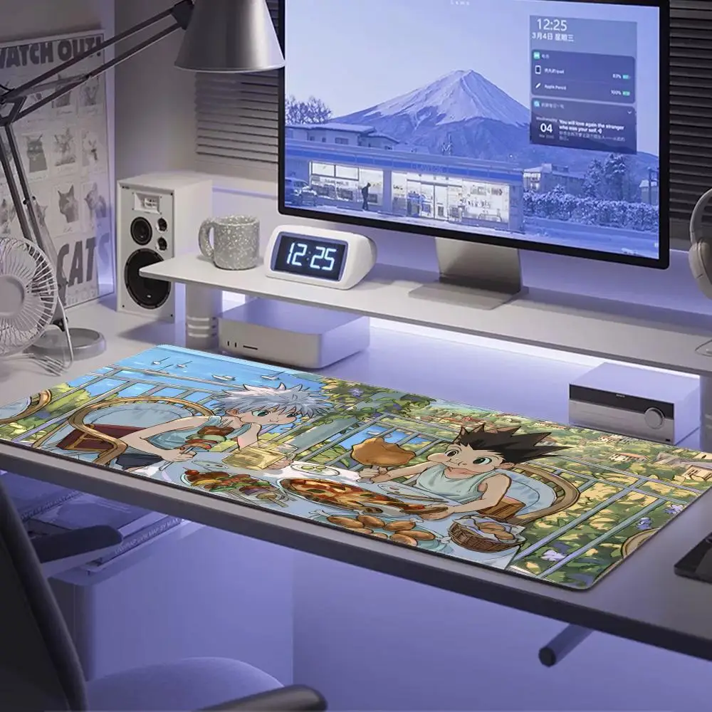 Tapis de souris avec impression HD, tapis de clavier Anime japonais H-hunter x H-hunter Gon, tapis de souris en caoutchouc pour ordinateur portable HYBXAXC