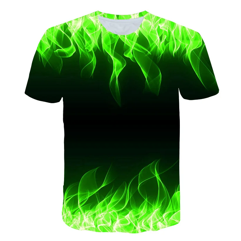 Colorful Flame  3D Printing T Shirt Man Summer O-Neck Short Sleeve Oversized Top Casual Tee Loose Streetwear Harajaku