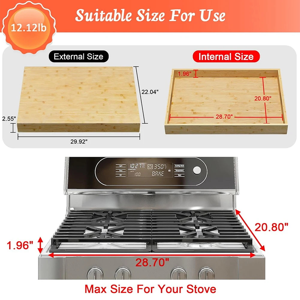 

Bamboo Sink Cover RV Stove Top Cover Multi-Purpose Large Charcuterie Board Space-Saving Counter Space Top Covers for Gas Burners