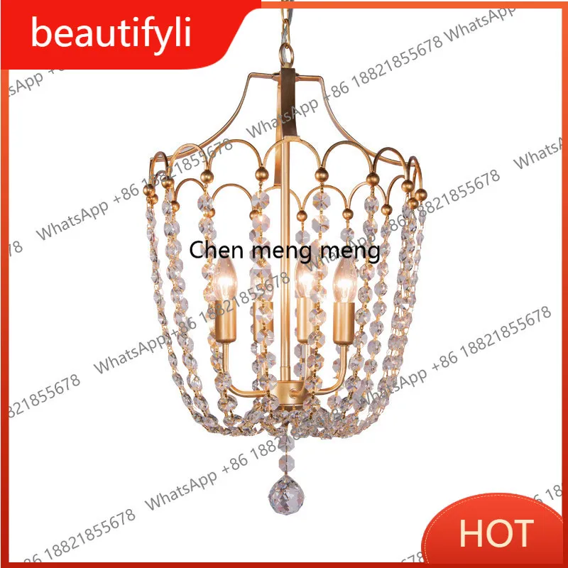 

Хрустальная люстра D80 во французском стиле для столовой и кабинета, американский креативный декоративный светильник с деревянными бусинами для спальни