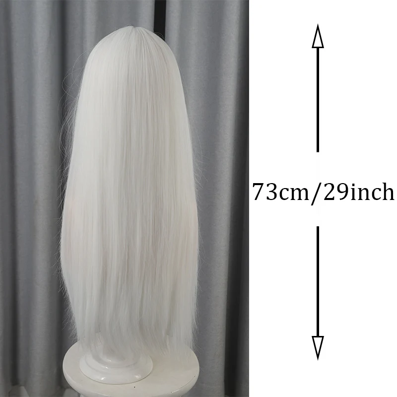 White straight wig with bangs women's synthetic wig natural and comfortable to wear simple daily party cosplay use