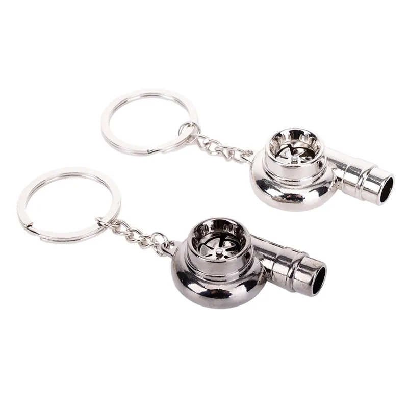 Real Whistle Sound Turbo Keychain Sleeve Bearing Spinning Auto Part Model Turbine Turbocharger Key Chain Ring Keyfob Keyring