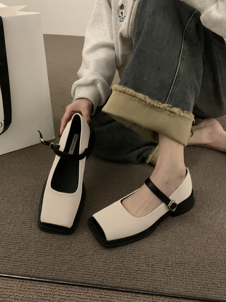 Casual Woman Shoe Modis Square Toe Elegant Clogs Platform Oxfords Low Heels Female Footwear 2024 Summer New On Heels Creepers