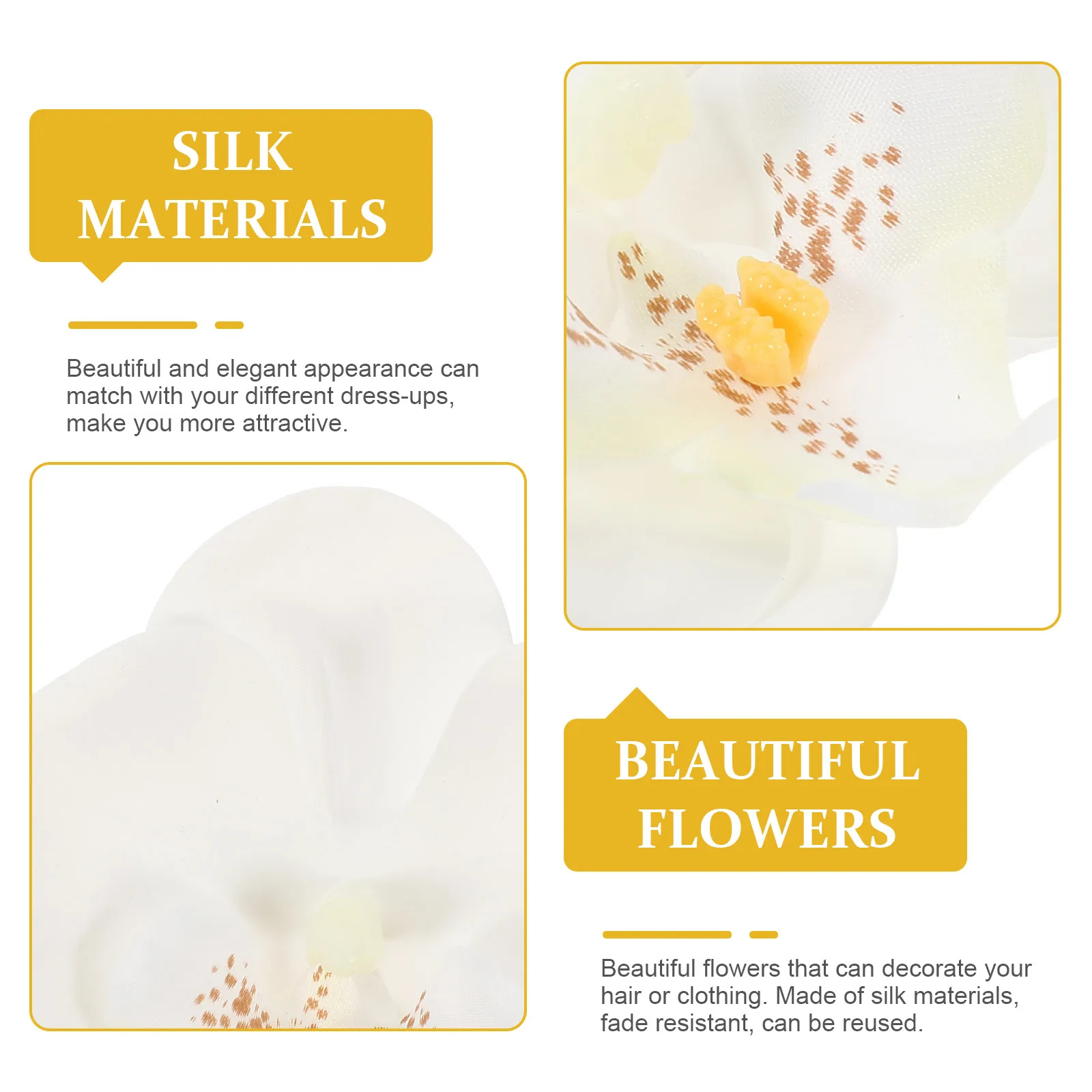 

5pcs Artificial Butterfly Orchid Heads 8cm White DIY Craft Material Mini Phalaenopsis Flowers Hair Decoration Wreath