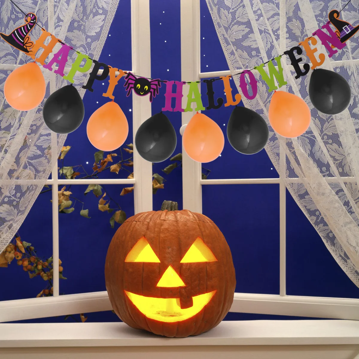 

Ghost Pulls Banner Halloween Party Supplies Decorations Hanging Garland Banners Flag Set Spooky Theme Balloon Accessories