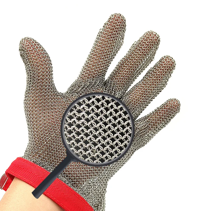 1PC Protective Glove Stainless Steel Mesh Glove Anit-Cut Knife Resistant Chain Mail Protective Glove for Kitchen Butcher Working