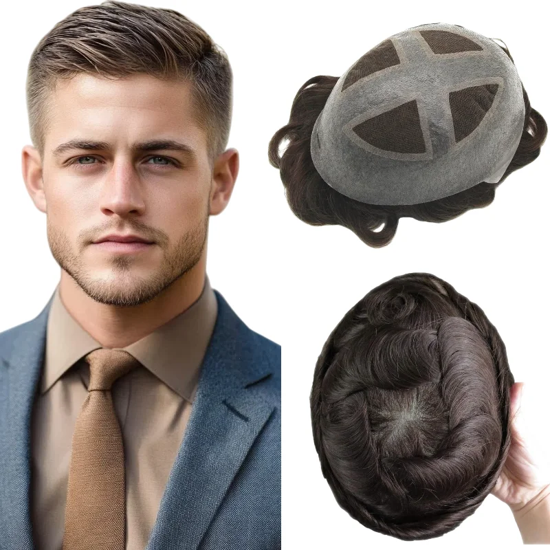 نظام الشعر غير المرئي للرجال عبر البولي يوريثان | الدانتيل في الصليب الأوسط بو قاعدة الشعر المستعار الإنسان، استبدال الشعر المضاد للعرق #1