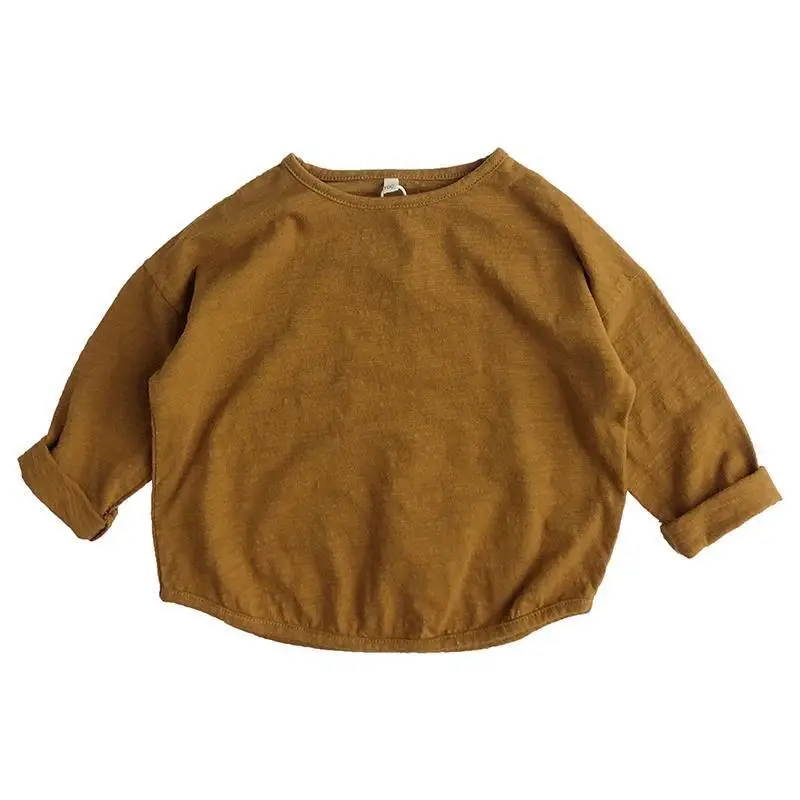

Spring Autumn Children Boys Girls T-shirt Bamboo Cotton Solid Casual Long Sleeve T-shirts for Kids Soft Kids Tops Unisex Clothes