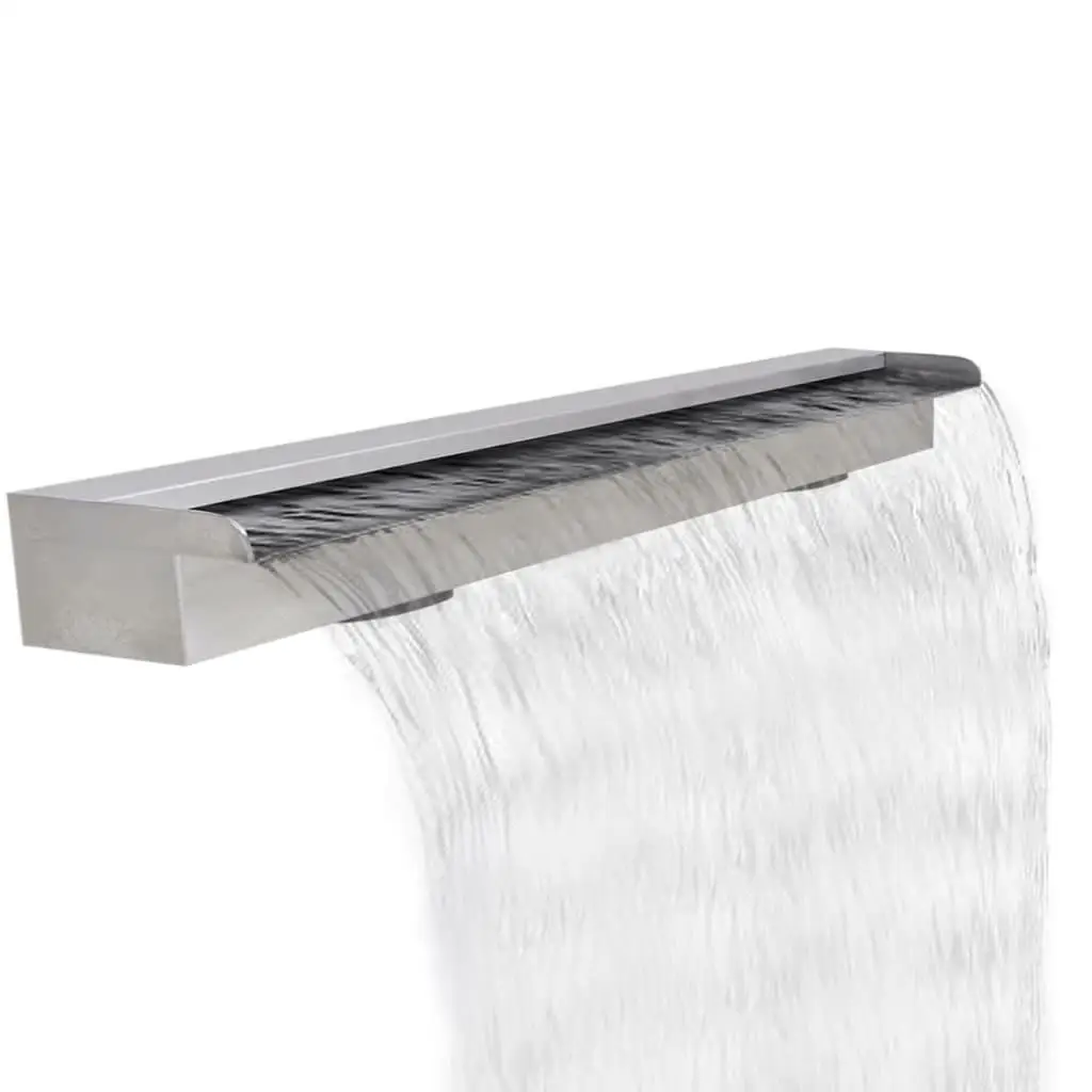 47.2\ Stainless Steel Rectangular Waterfall Fountain for Pool - Elegant Outdoor Water Feature