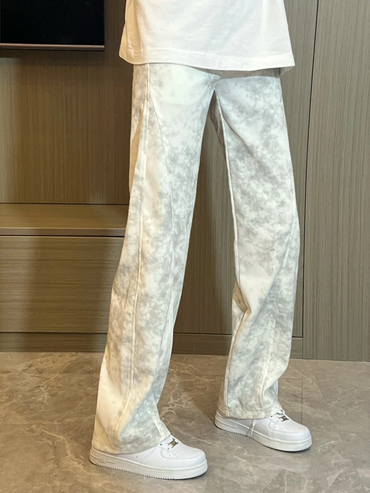 

Мужские повседневные брюки Cleanfit American High Street с эффектом тай-дай, на флисовой подкладке, осенне-зимние, расклешенные, с косым кроем, прямые, зауженные P...