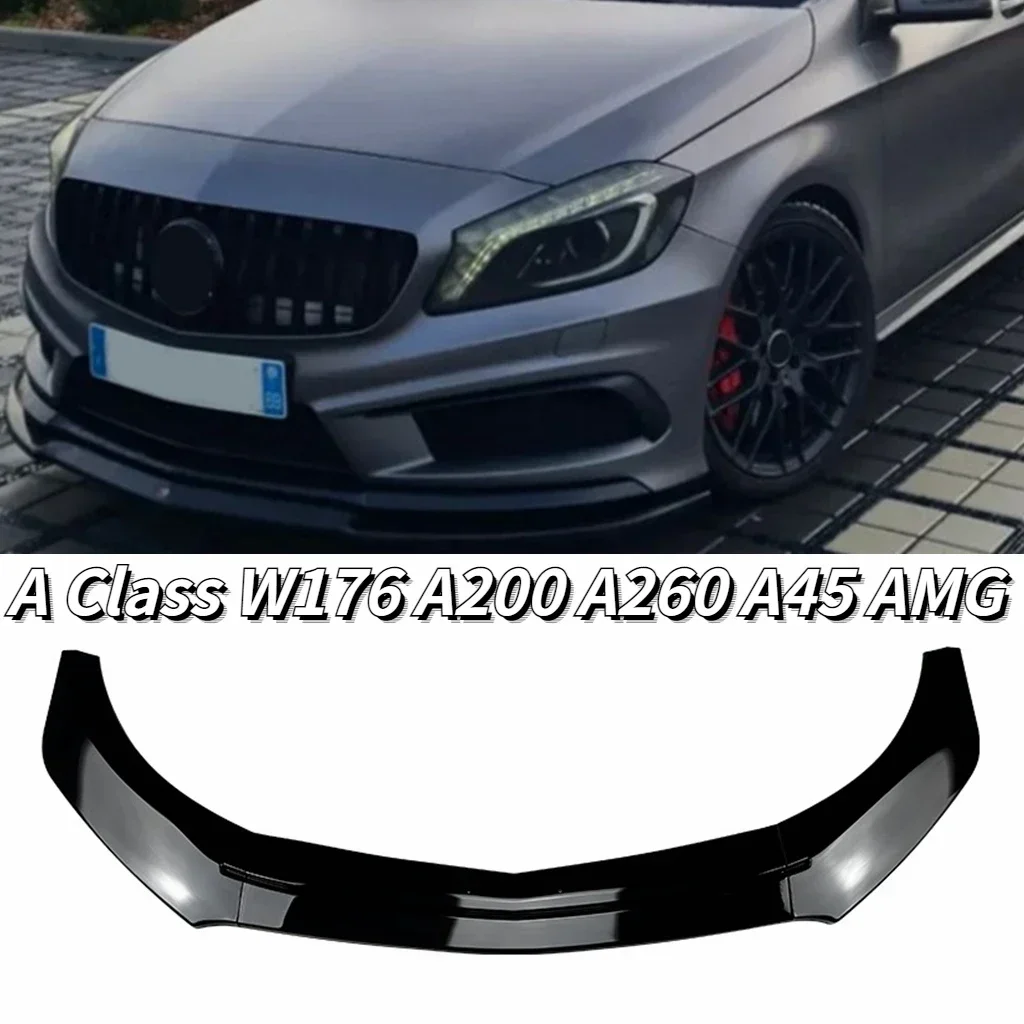 W176 Front Bumper Lip Spoiler Diffuser Splitter For Mercedes Benz A Class A200 A260 A45 AMG 2013 2014 2015 2016 2017 2018 Trim