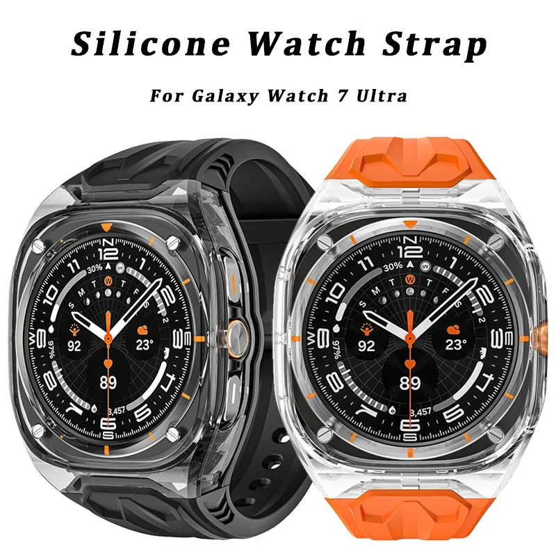 

Mod Kit Strap+Case for Samsung Galaxy Watch 7 Ultra 47mm Silicone Loop Band Bracelet for Galaxy Watch Ultra Men Sport Wristband