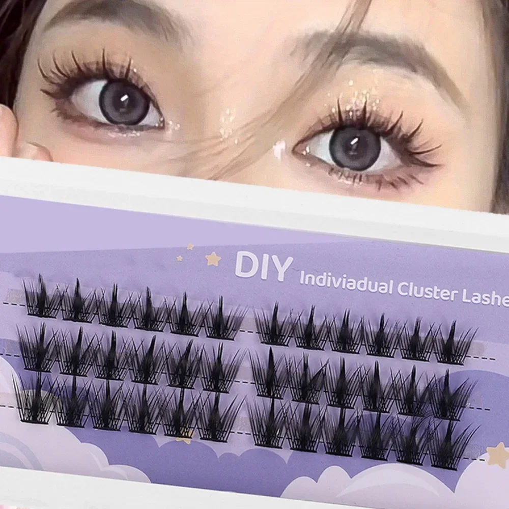 DIY At Home Ribbon Segmented Individual Lash Bundles 36 Soft Clusters Natural Fluffy False Eyelashes for Dating Cosplay Looks