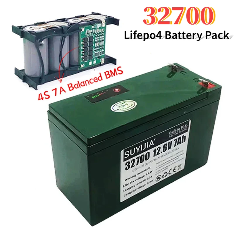 32700 4S1P 12.8V 7000mAh Battery Pack  Rechargeable Lifepo4 Battery with 4S 7A Balanced BMS for Electric Model Cars Model Cars