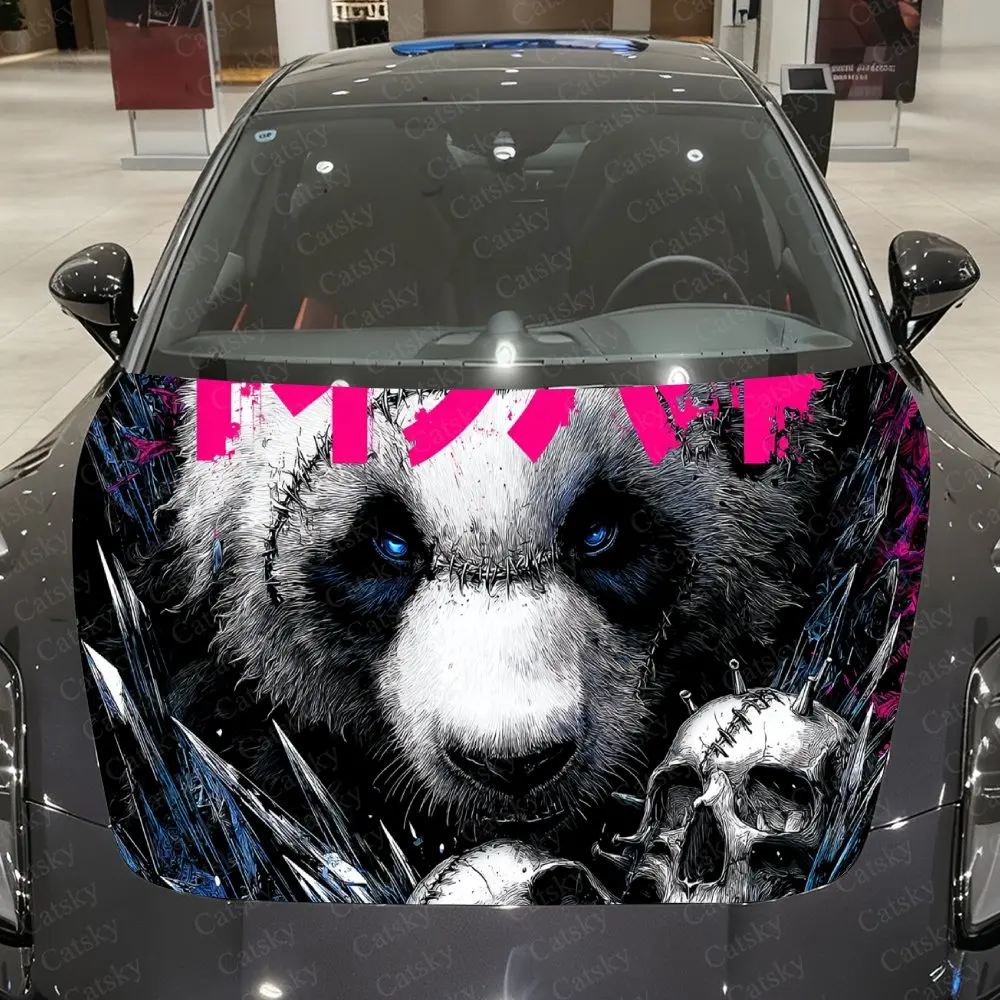

Виниловая пленка для автомобиля Pink Vein Split Blade Skeleton Panda, водонепроницаемая наклейка на капот автомобиля из ПВХ, самоклеящиеся устойчивые к царапинам наклейки