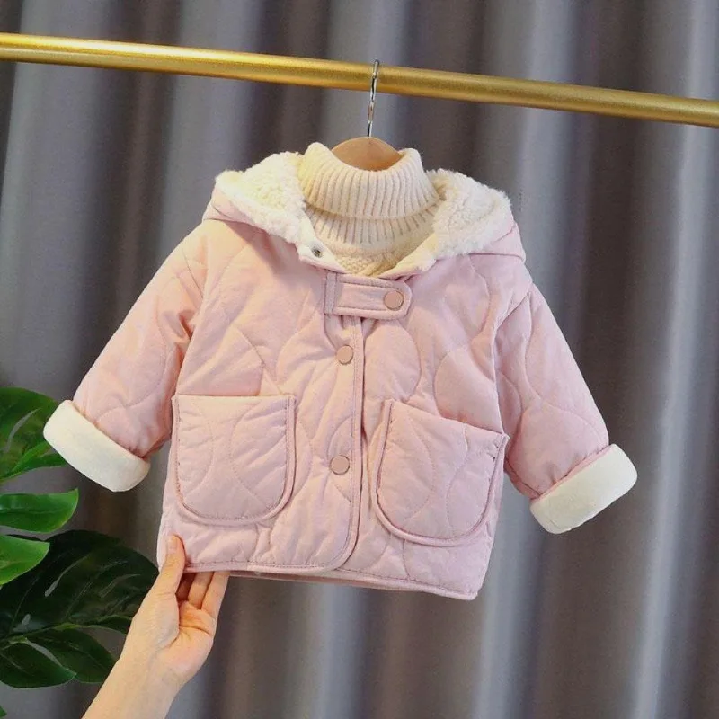 معطف شتوي من الصوف القطني للفتيات على طراز رأس السنة مع ملابس خارجية قطيفة للخريف والشتاء مع دفء مضاف #4
