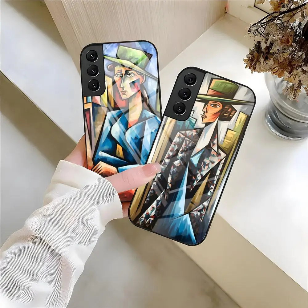 Picasso Abstract Art Painting Phone Case For Samsung S26 S25 S24 FE S23 S22 S21 Plus S20 Ultra Note20Ultra Black Glass Cover