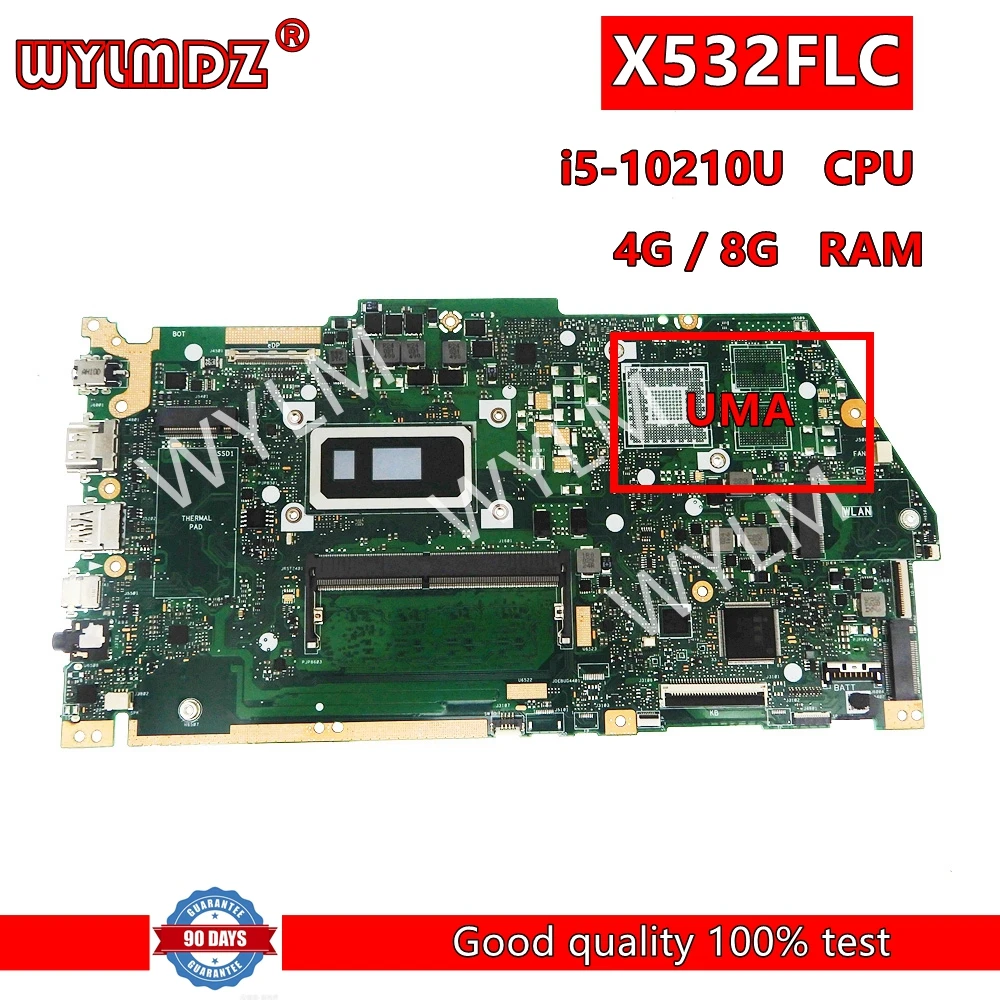 X532FAC with i5-10210U CPU 4GB/8GB-RAM Mainboard For Asus X532FLC X531FLC S531F K531F V531F S532F K532F V532F Laptop Motherboard