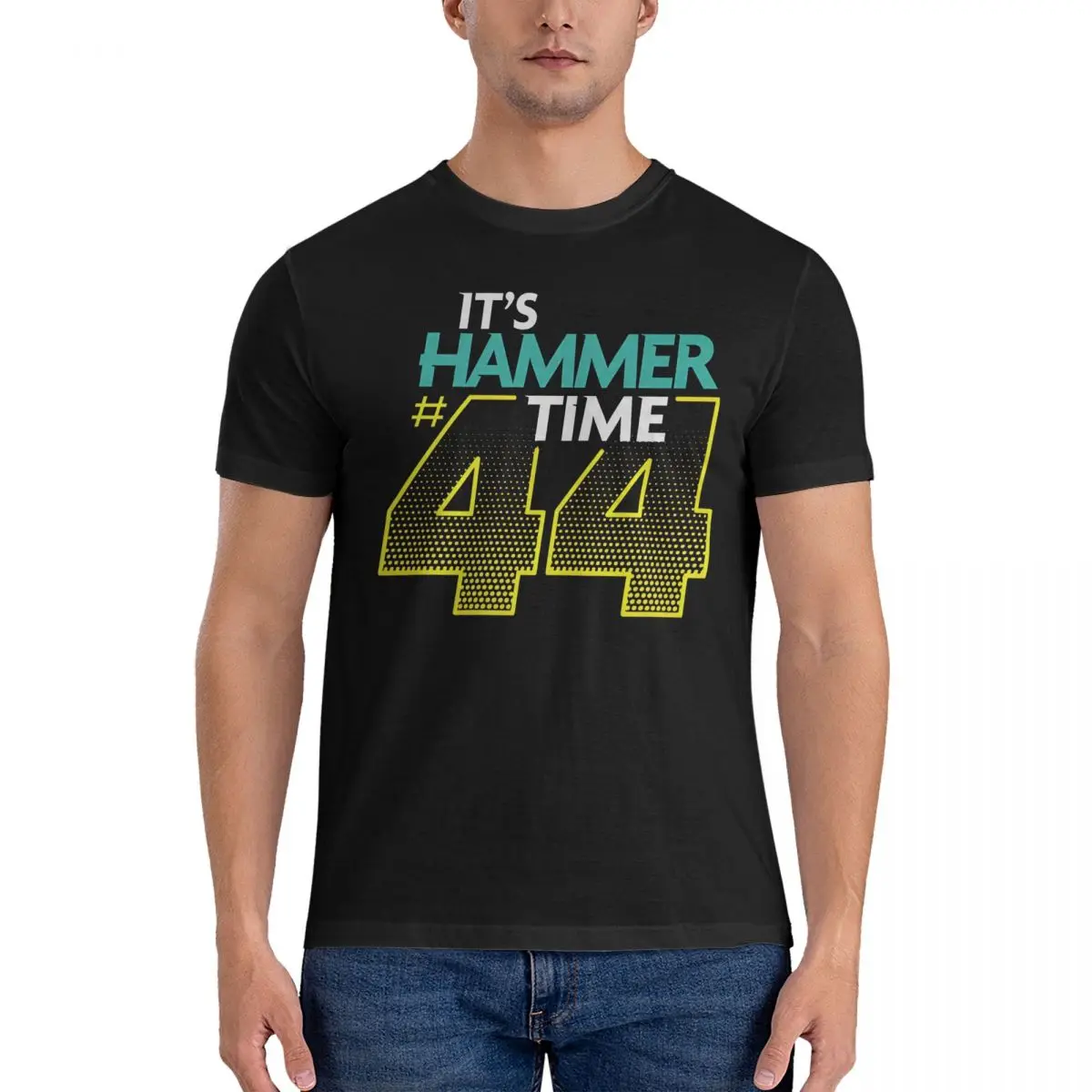 Men's Its Hammer Time 44 - Yellow T Shirt Lewis Hamilton Cotton Clothing Vintage Short Sleeve Round Neck Tees Summer T-Shirt