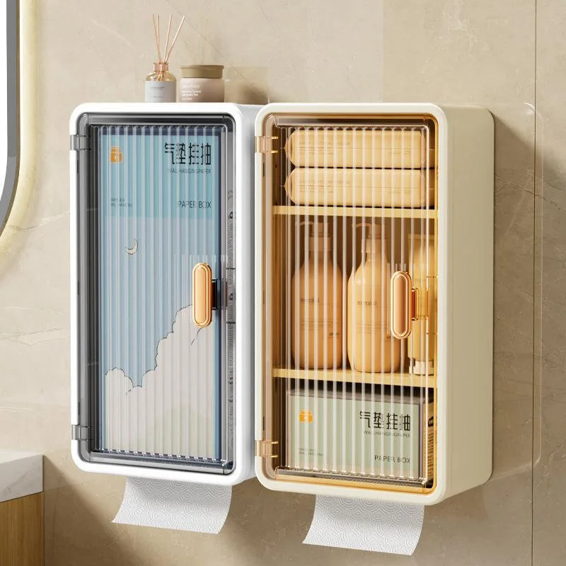 

Bathroom Shelf Wall Mounted Waterproof Tissue Box Multifunctional Storage Rack for Toiletries Storage Box Shampoo Organizer New