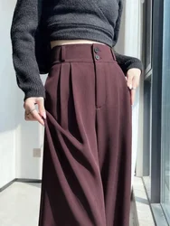 Hohe Taille Anzug Hosen Frauen gerade schwarz koreanische Büro Damen Hosen Mode Knopf lose Frühling weibliche Streetwear 2024