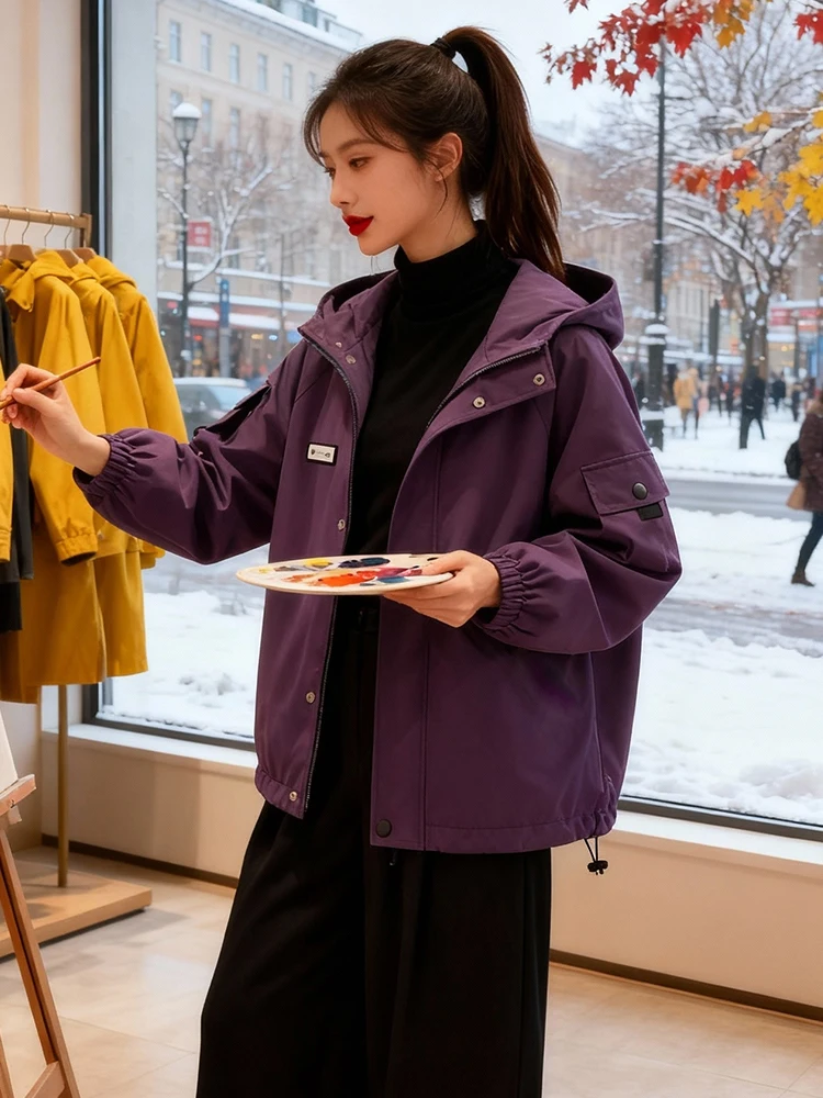 厚手フリース暖かいレディースジャケット2026冬新作ストリートファッションボンバージャケット長袖ジッパー開閉無地