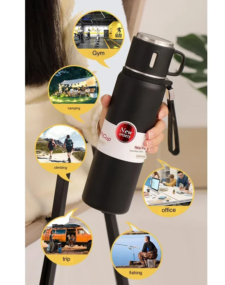 Cup Large-capacity Water Cup 316 Stainless Steel Outdoor Sports Insulation Kettle 600/800/1000ML Thermos Bottle