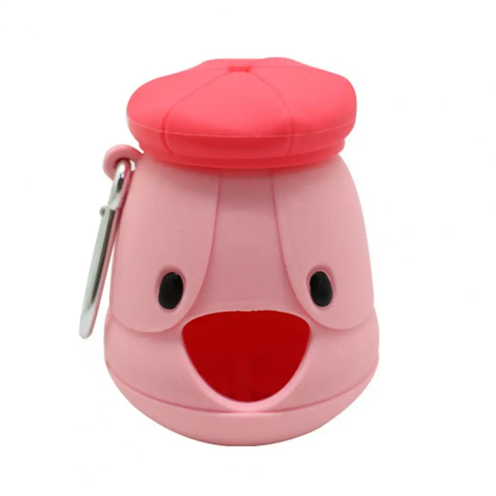 Cartoon Dog Poop Bag Dispenser Dog Poop Bag Dispenser with Metal Carabiner Portable Pet Bag Holder Cute Puppy Poop Case for Dogs