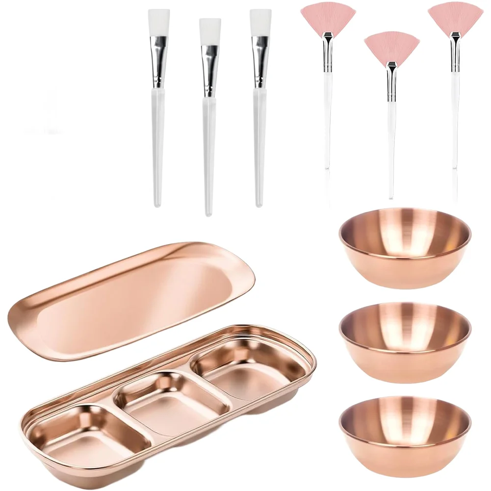 Gold 23pcs Face Mask Bowl Set Stainless Steel With 6 Brushes 12 Sponges For Hydrating Skincare Routine Salon Tools