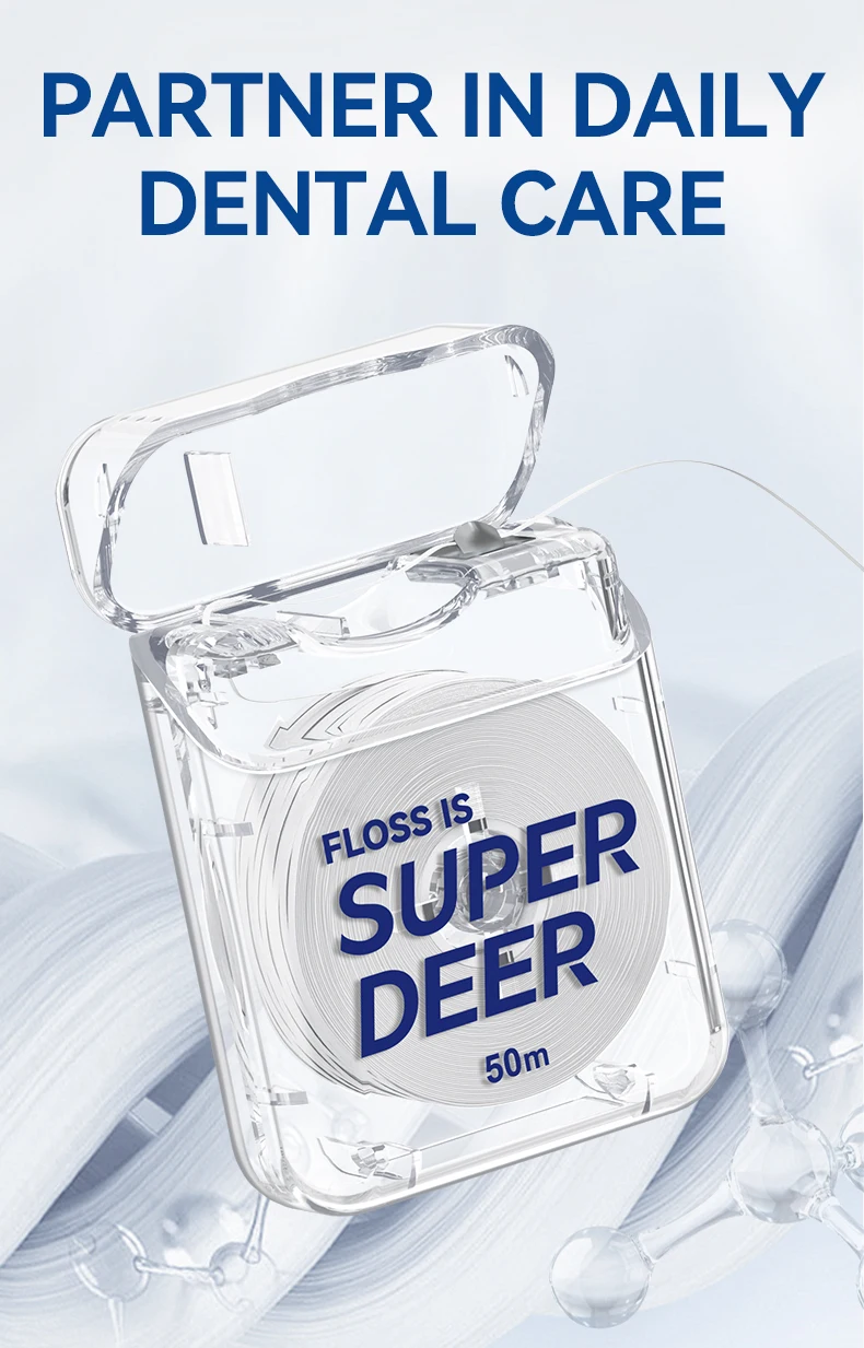 Super Deer 50M/Rolle PTFE Zahnseide mit Minzgeschmack, Glatte Zahnseide für Sichere Mund- und Zahnhygiene – Detail 2