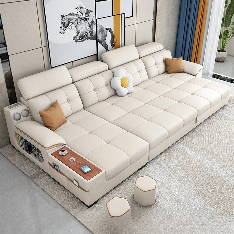 Folding sofa bed, integrated dual-purpose multi-functional storage princess cream wind technology cloth telescopic pulling
