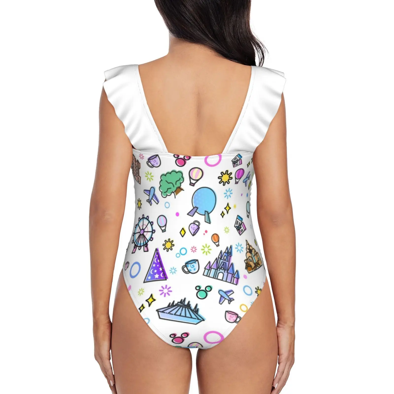 Meet Me At My Happy Place Pattern. Happiest Place On Earth. Monokini New Ruffle One Piece Swimsuit Female Sexy Swimwear Women