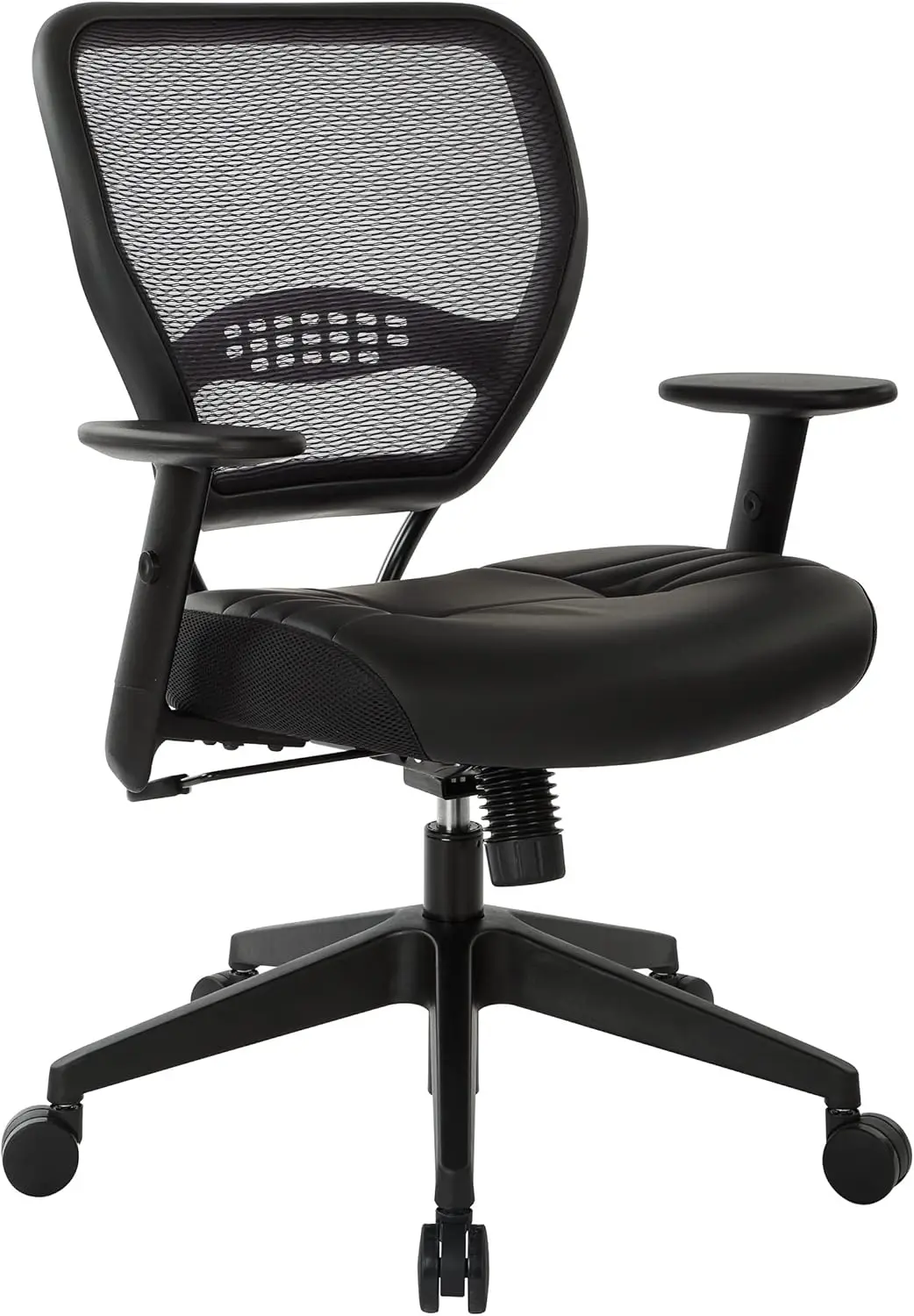 Black Bonded Leather Professional Office Chair for Managers, 57 Series, with Built - in Lumbar Support and Padded Seat