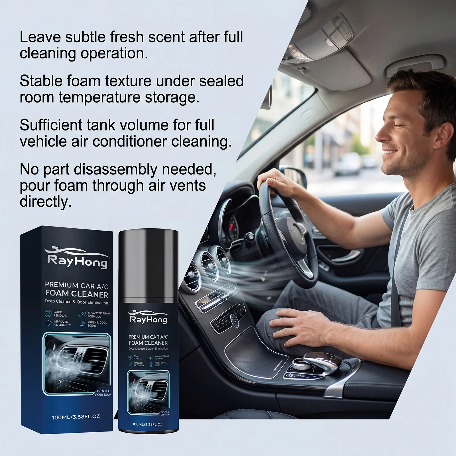 Car Air Conditioner Cleaner Spray Foam Deodorizer Remove Mold Dust Odor Deep AC Vent Cleaning Fresh Scent Car AC System Cleaner