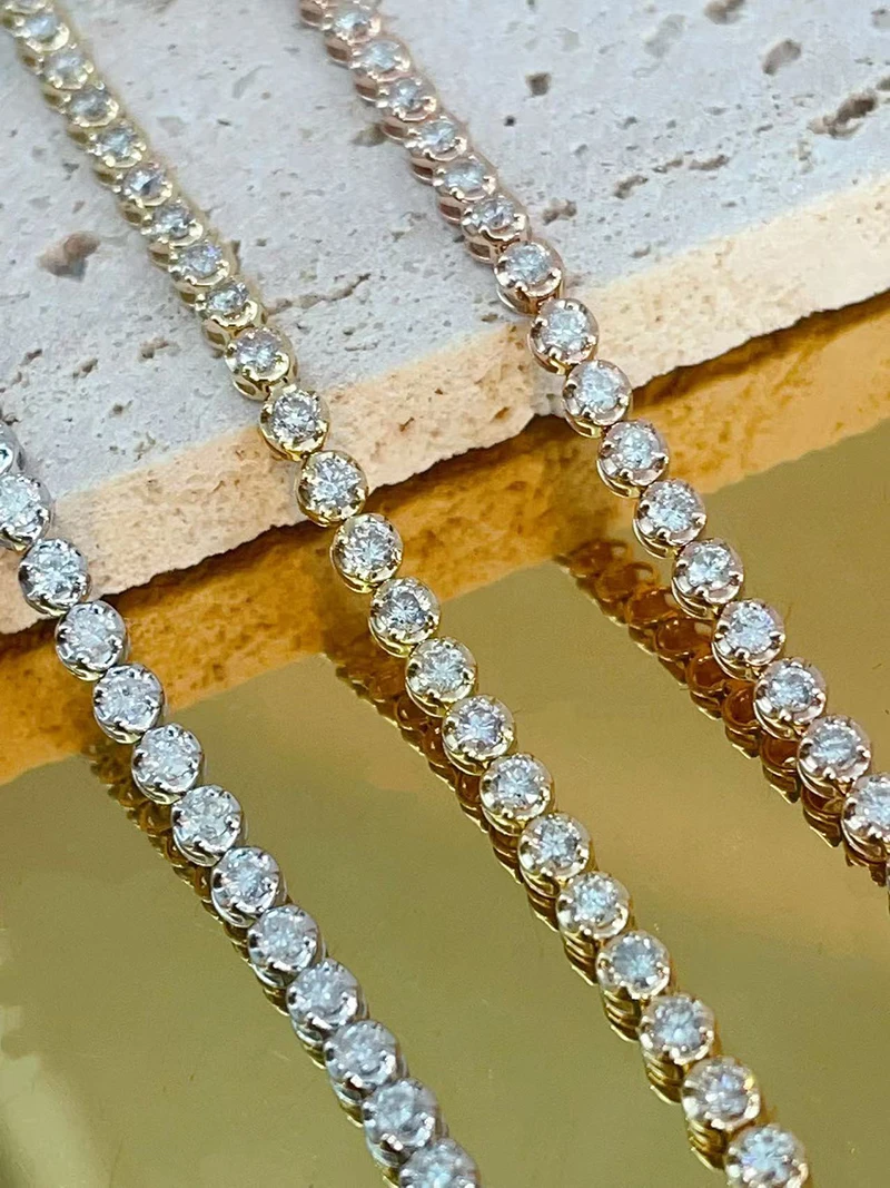 LUOWEND 100% 18K White/Yellow/Rose Gold Bracelet Luxury Minimalist Style 1.0carat Real Natural Diamond Bracelet for Women