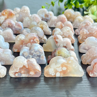 1pc Natural High Quality Cherry Flower Agate & Moss Agate & Green Aventurine & Fluorite Cloud Carving Ornament,Healing Gift for