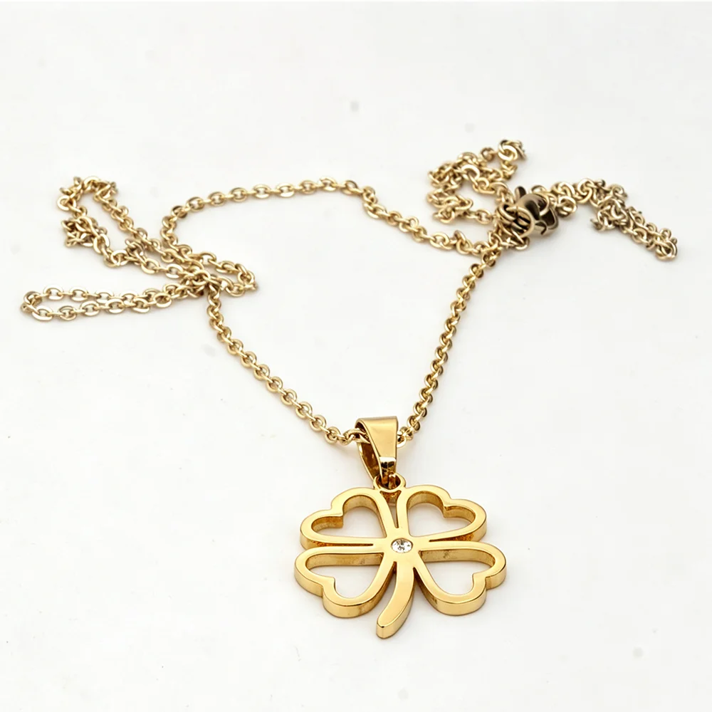 Stainless Steel Lily Flower Necklace Women Girls Golden Stainless Steel Jewelry  Trendy Datura Cherry Blossom  Wedding Gift