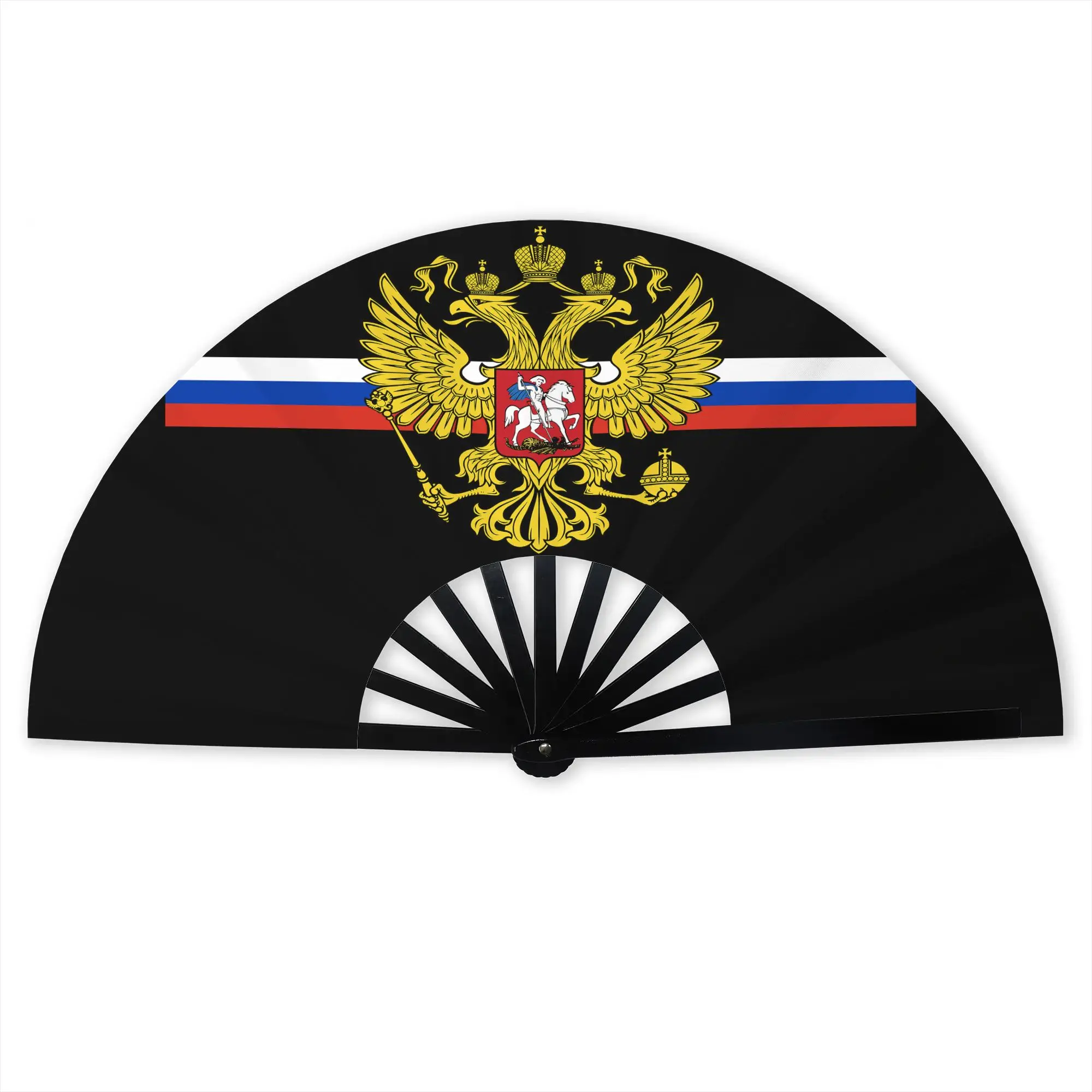 Flag Of Russia Stylish Hand Fan Women Love Flag Printed Polyester Fan Vintage Costume Prop Folding Fans For Wedding Party Gift