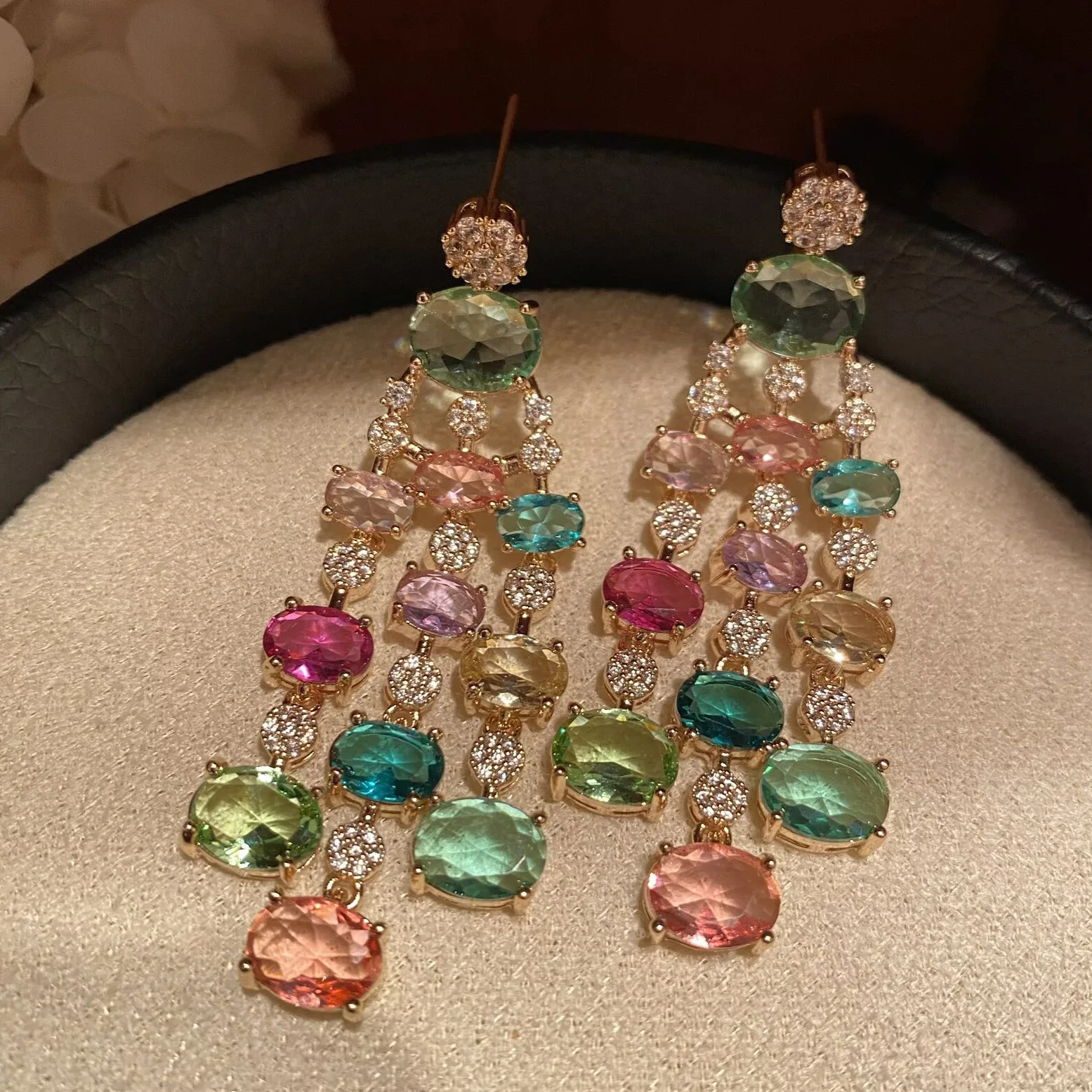 

Women Exaggerated Candy-Colored Waterdrop Tassel Earrings 2026