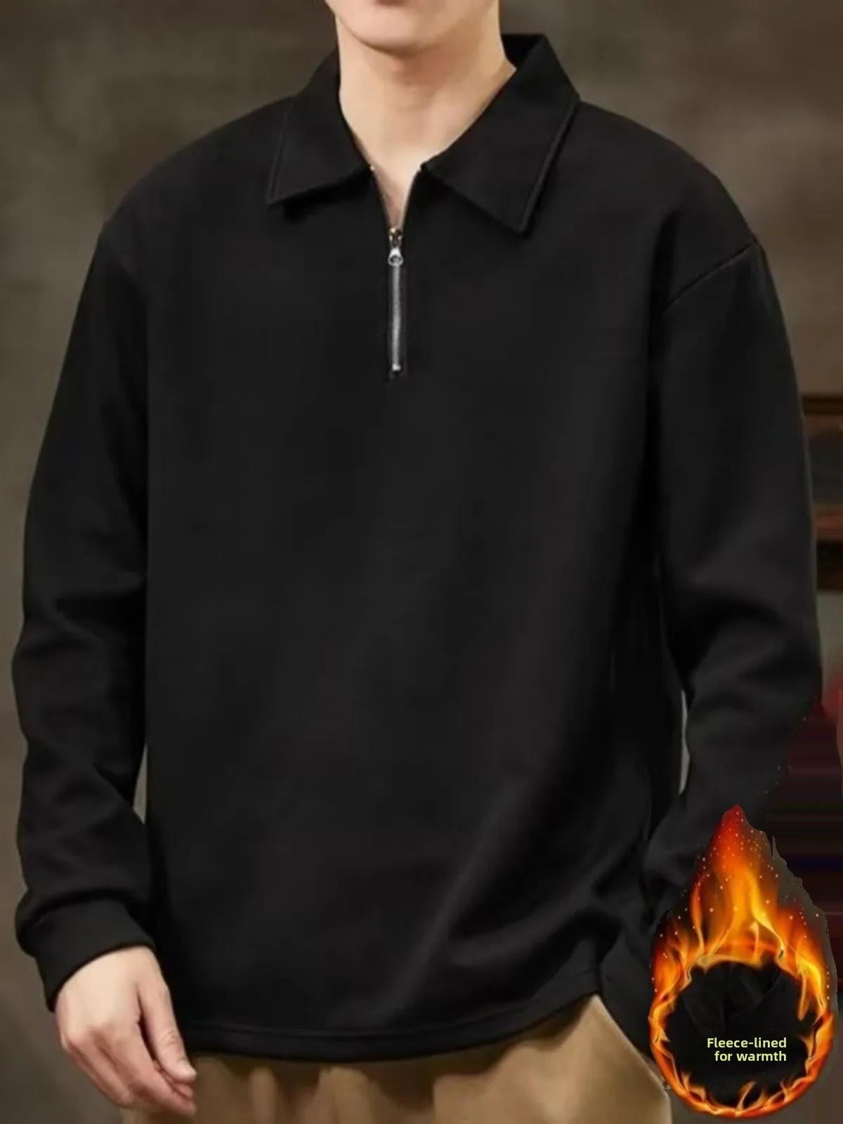 

Мужская толстовка с флисовой подкладкой, утепленная, повседневная, с воротником, в американском стиле, для осени и зимы, удобная, свободного кроя