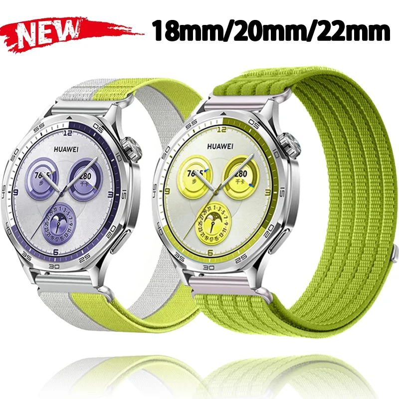 Pulseira de Nylon Respirável de 18mm 20mm 22mm para Huawei Watch 5/GT6/5/4 Pro e Amazfit Balance 3 2 1/Active Max/2/3