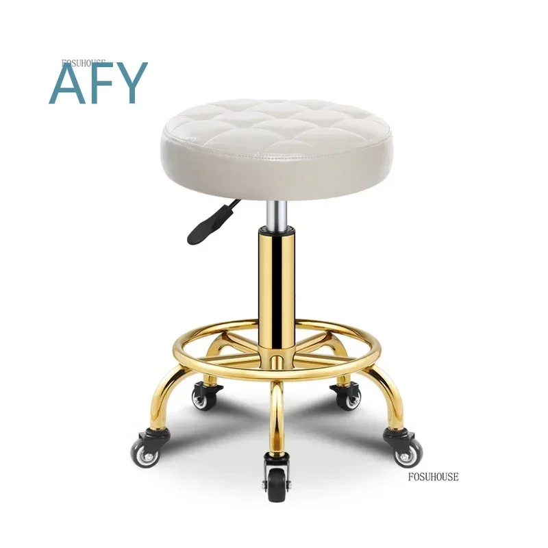 Thickened Cushion Barber Chair for Beauty Salon Modern Commercial Adjustable Chairs Creative Metal Rolling Chair for Barber