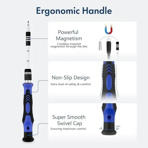 مجموعة مفكات مغناطيسية 82- في 1 مع عمود مرن لأجهزة iPhone، والكمبيوتر المحمول، وPS5، وXbox، والكاميرا، والكمبيوتر اللوحي