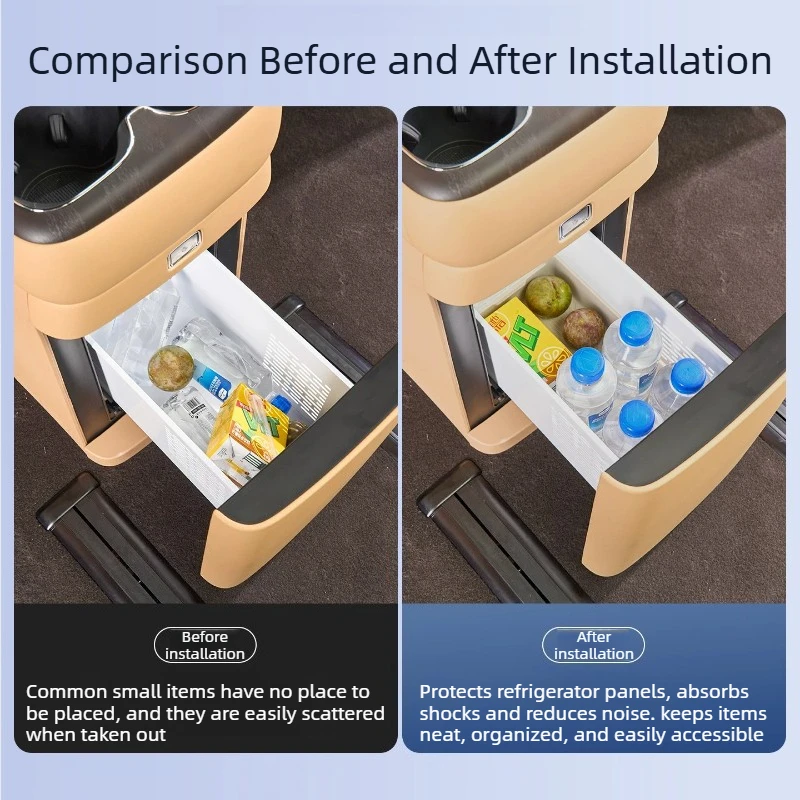 For Denza D9 2024-2026 Refrigerator Cup Holder Silicone Pad Magic Box Non-slip All-inclusive Fixed Grid Protective Modification