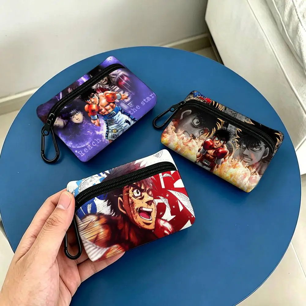 Hajime No Ippo Anime Compact Oxford Cloth Zipper Pouch Detachable Carabiner Mini Coin & Key Wallet