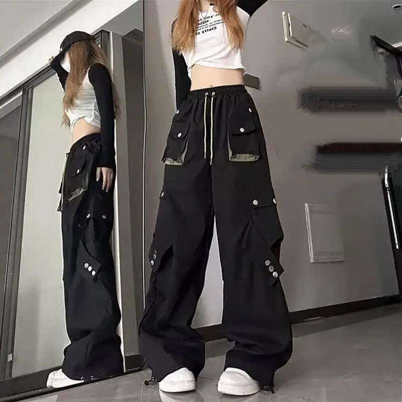 Spring Autumn New Women Clothing American High Street Multi Pocket Work Pants Men Women Trendy Loose Casual Wide Leg Long Pants