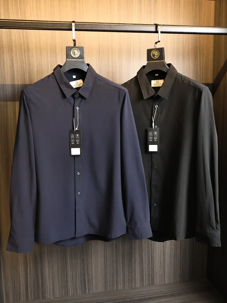 Ultra-Thin Long-Sleeve Men's Shirt Premium Feel Four-Way Stretch Business Series Summer Fashion Urban Style Standard Fit