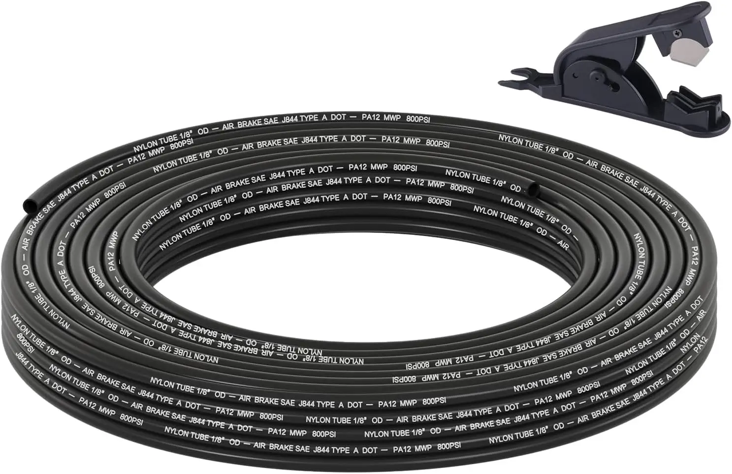 

35FT 1/8" DOT Air Hose SAE J844 PA12 Nylon Tubing for Air Brake Suspension Systems & Fluid Transfer